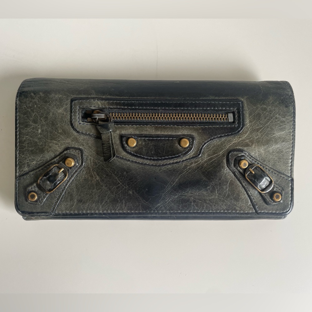 Balenciaga Continental Wallet with Bronze Hardware